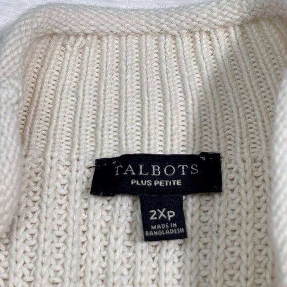 Talbots Cotton Shaker Stitch Roll Neck Sweater Navy Blue Stripe Womens 2X Petite - Picture 6 of 7